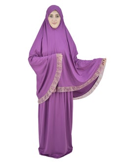 DAMAS COLLECTION Two Piece Islamic prayer dress women with Lace - Prayer Clothes for Women - Prayer Abaya For women - Jilbab 2 piece, Umrah essentials for women - Prayer set  - Image 1