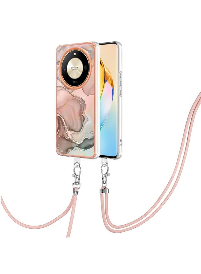 Zaboon Case For Honor X9b Electroplating Marble Dual-side IMD Phone Case with Lanyard - Image 1