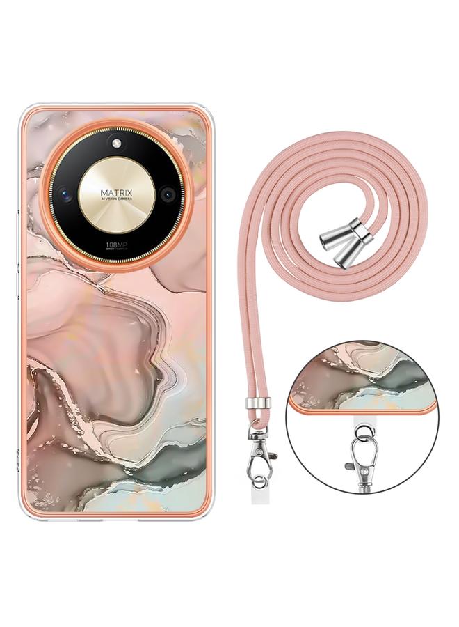Zaboon Case For Honor X9b Electroplating Marble Dual-side IMD Phone Case with Lanyard - Image 4