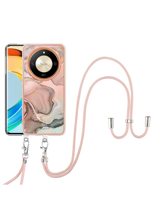 Zaboon Case For Honor X9b Electroplating Marble Dual-side IMD Phone Case with Lanyard - Image 2