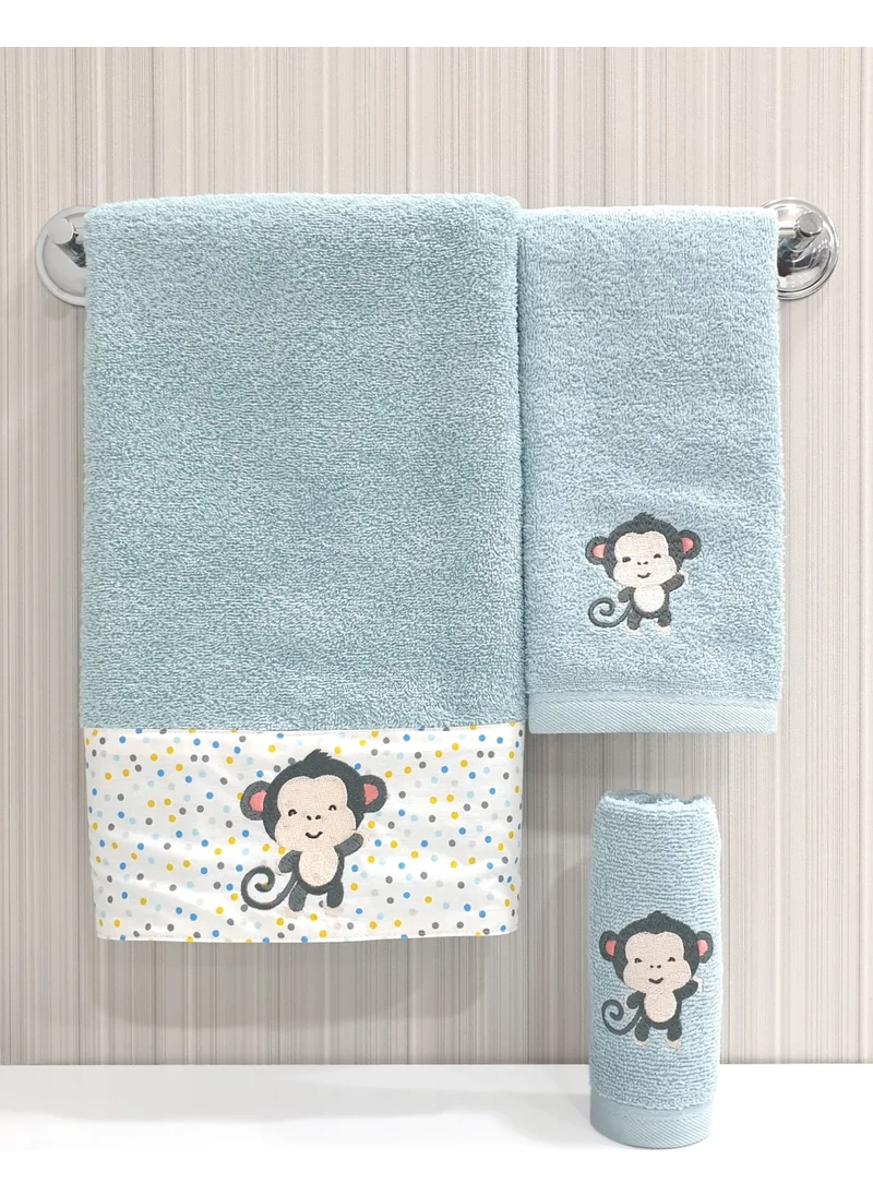 Tanem Home Monkey Pattern Embroidered One Piece Child Baby Towel 50X90 cm