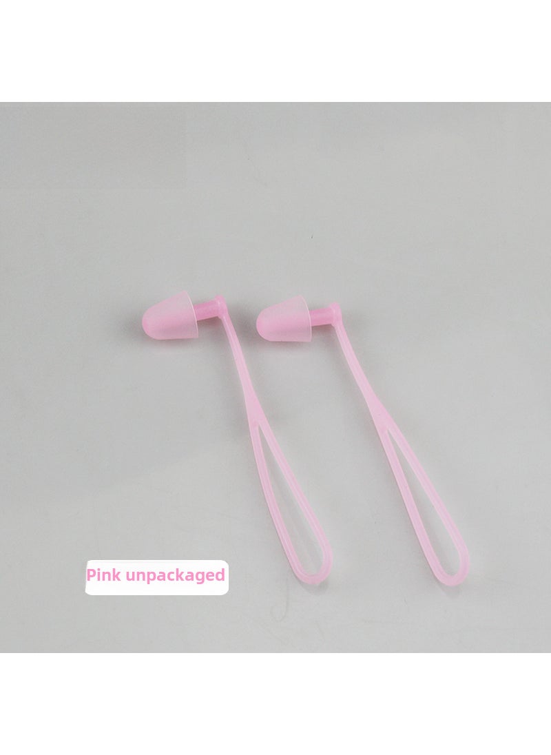 Generic - Silicone Strap Earplugs Anti-Loss Water-Resistant Noise-Canceling Pink-no packaging - Image 1