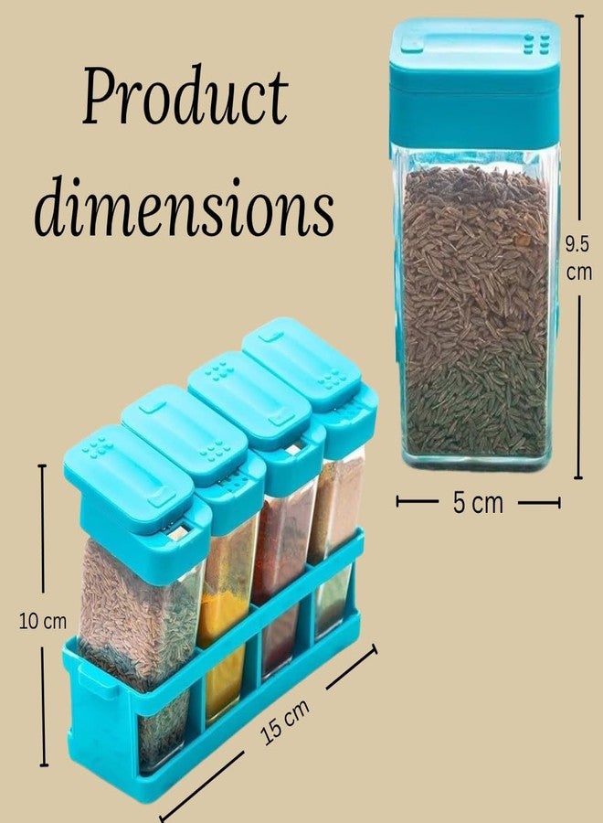 MS QUALITY ZONE 4-Piece Spice Box Set with Dual Hole Lid | Food-Grade Plastic Masala Dabba | Sprinkle Hole Containers | Space-Saving Kitchen Storage Organizer (15 x 5 x 10 cm), Blue - pack of 1 - Image 5