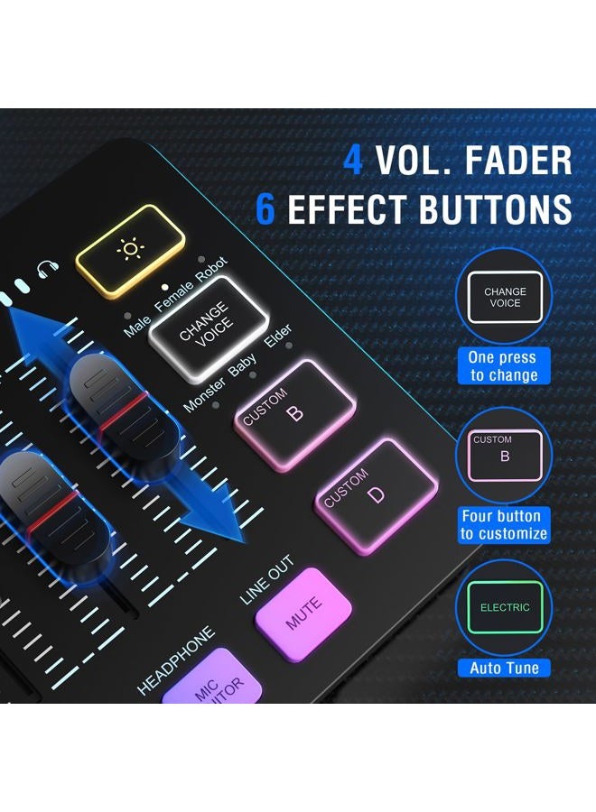 FIFINE حزمة معدات الألعاب، مجموعة ميكروفون ديناميكي XLR/USB مع خلاط صوت للبث لتسجيل البودكاست والفيديو، مجموعة لاعب RGB مع مفتاح التحكم في الصوت/واجهة XLR لجهاز الكمبيوتر - AmpliGame KS5 - Image 4