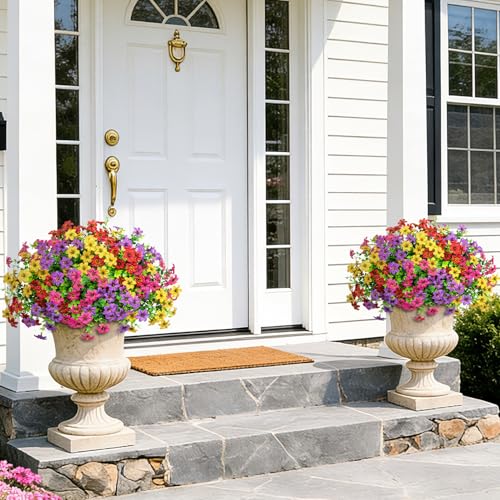 Besteek 20 Bundles Artificial Flowers for Outdoors, Fake Silk Flowers UV Resistant Faux Realistic Plastic Plants for Spring Summer Porch Patio Garden Planter Window Box Home Decor, Mixed Color - Image 3
