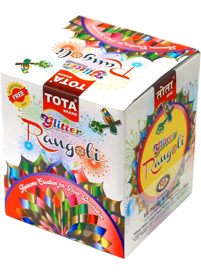 TOTA Rangoli Colour Powder Bottles for Floor, Home Decor, Diwali decoration, Pooja, Art and Craft Set of 8 Different Glitter Rangoli Colors in Squeeze Bottle with 1 Free Special Black Colour - Image 3
