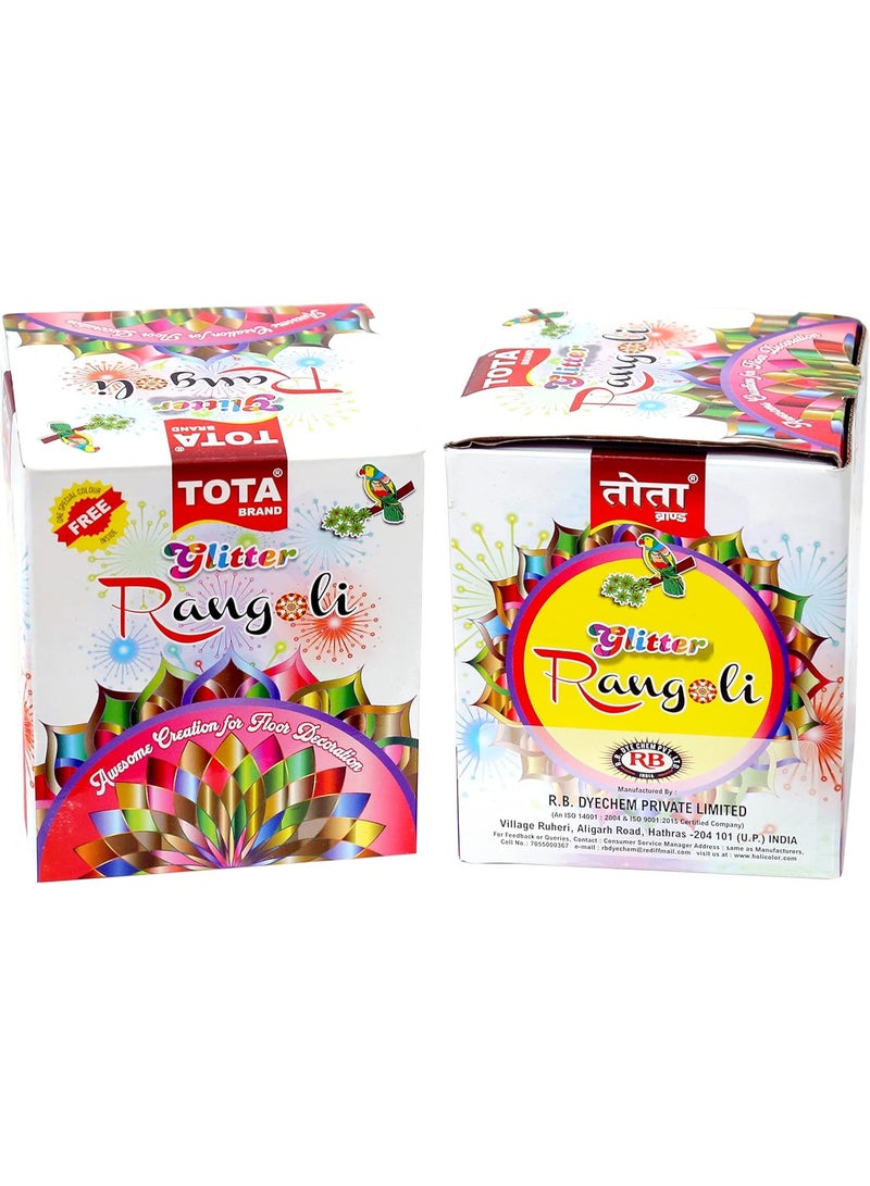 TOTA Rangoli Colour Powder Bottles for Floor, Home Decor, Diwali decoration, Pooja, Art and Craft Set of 8 Different Glitter Rangoli Colors in Squeeze Bottle with 1 Free Special Black Colour - Image 5