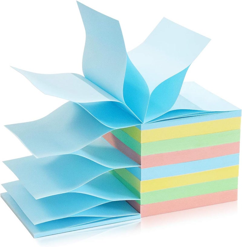 Phthdoty 8 Pads Pop Up Sticky Notes 3x3 Refills Pastel Colors Self-Stick Notes Pads Super Adhesive Sticky Notes Great Value Pack - Image 1