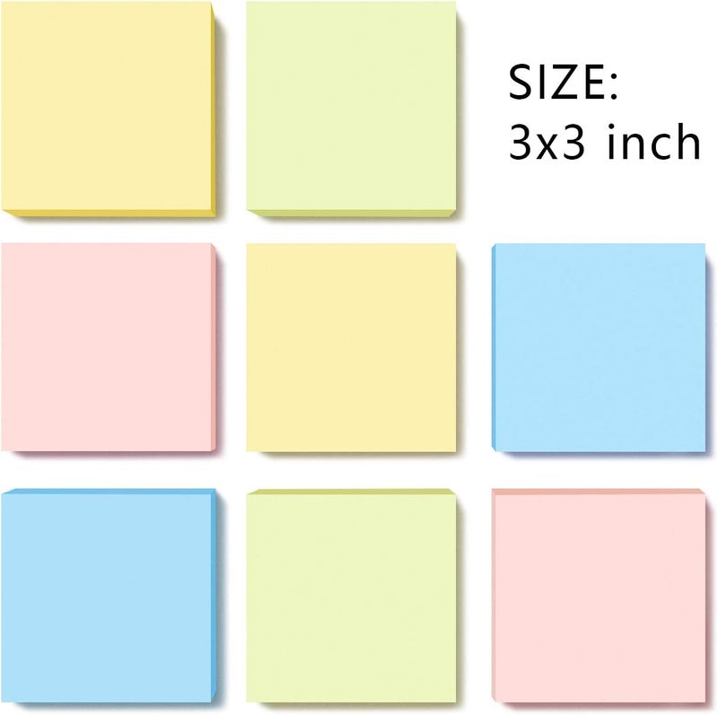 Phthdoty 8 Pads Pop Up Sticky Notes 3x3 Refills Pastel Colors Self-Stick Notes Pads Super Adhesive Sticky Notes Great Value Pack - Image 2