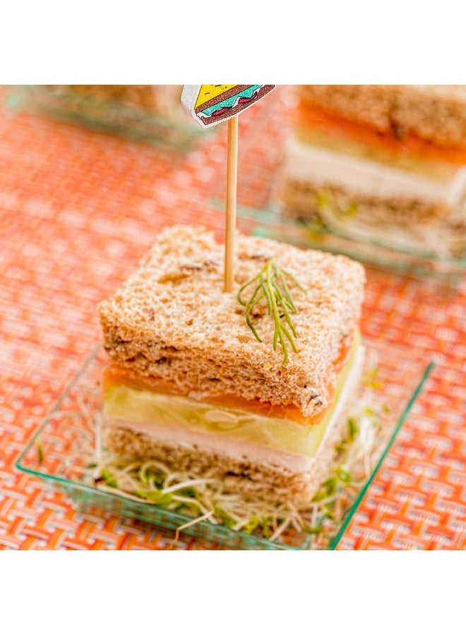 Restaurantware 3.9 x 0.7 Inch Party Toothpicks, 1000 Disposable Cocktail Skewers - Wooden Sandwich Decoration, Sharp Tips, Yellow Bamboo Decorative Cocktail Picks, Durable, Versatile  - Image 3