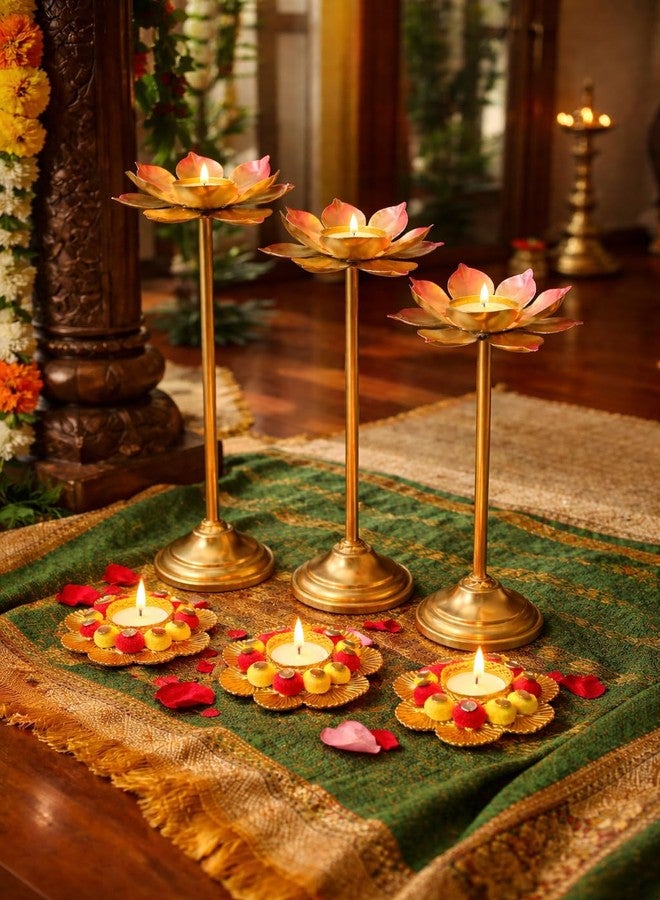 Agaas Enterprises Agaas Enterprises Set of 6 Metal Long Lotus Shape Tea Light Candle Holder t-Light for Home Decoration Festival Decoration Corporate Gift - Image 4