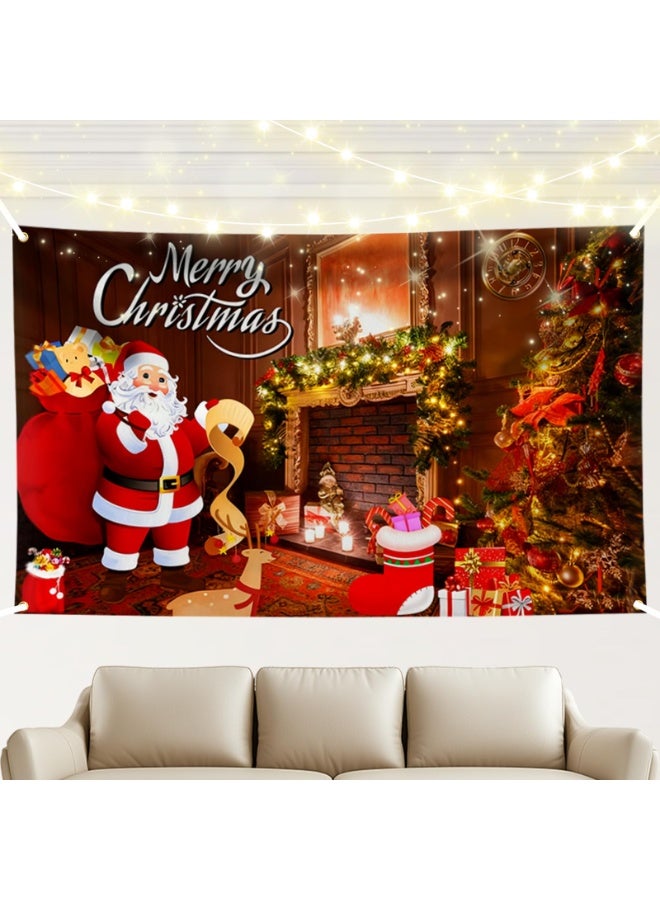 1Pcs Christmas Banner for Decorations, 180 * 110cm Wall and Party Banner, Merry Christmas Backdrop for Party Decorations (Red) - Image 1