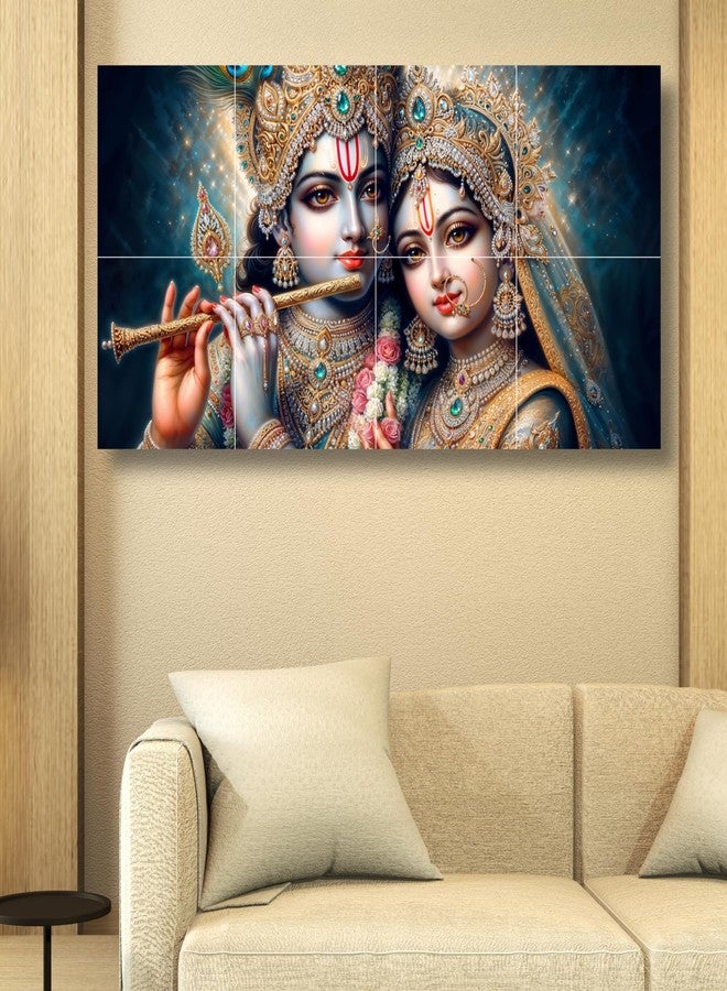Nozvera 8 Pcs Radha Krishna MDF Wall Painting, UV Sparkle Laminated, 24x48 Inch Panel Art for Living Room & Home Decor - Image 4