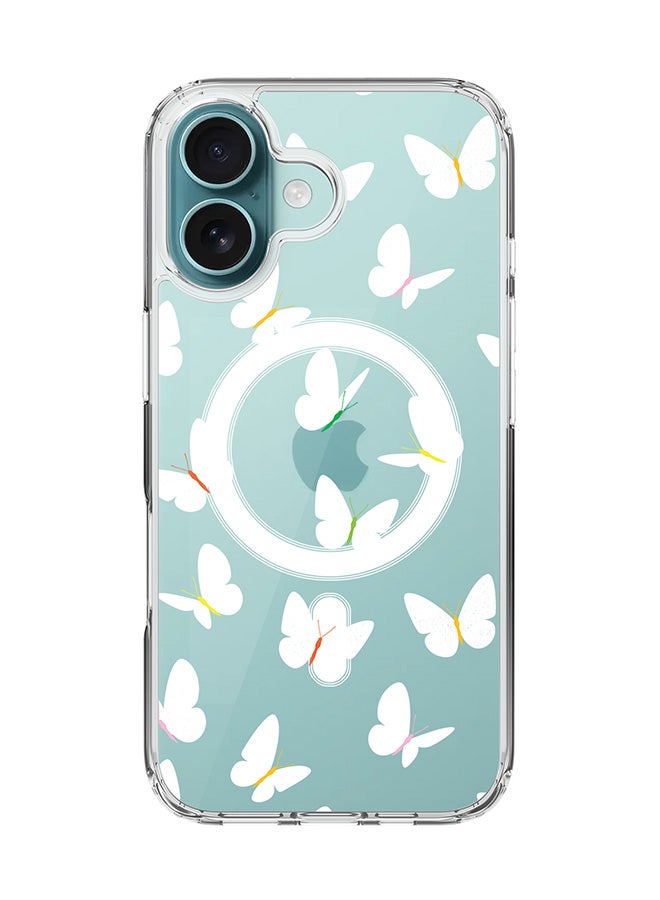 Stylizedd For iPhone 16 Case [Compatible with MagSafe] Slim Magnetic cover Clear Phone Case - Fluttering Butterfly - Image 1