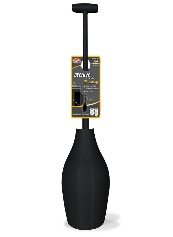 Korky BeehiveMAX Hideaway - Heavy Duty Toilet Plunger with Holder in Black - Drip Free Carry-Seals All Bowl Shapes - Powerful Clog Removal, 97-5B - Image 1