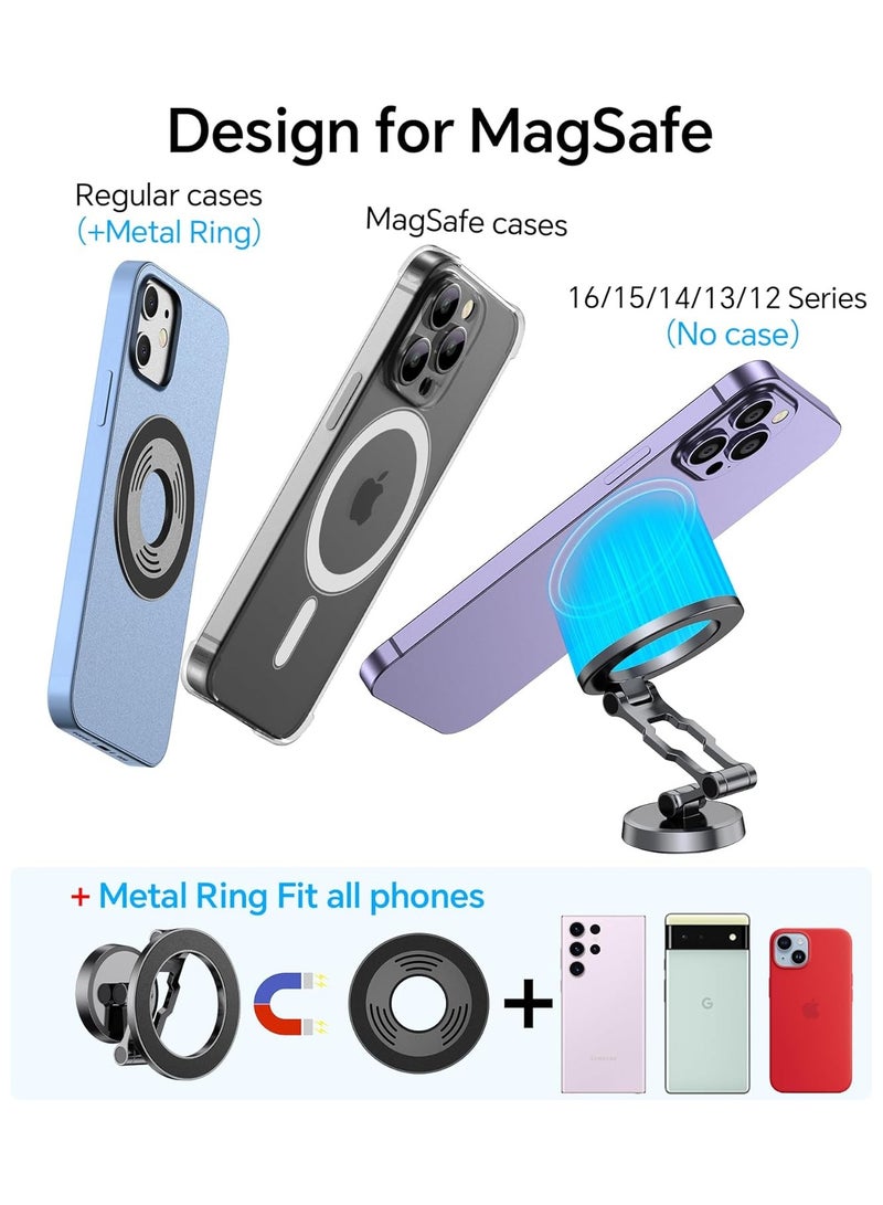 حامل هاتف مغناطيسي للسيارة من كاي ستايل ماج سيف، قابل للتعديل بزاوية 360 درجة، حامل هاتف للسيارة، مصنوع بالكامل من المعدن، حامل هاتف محمول قابل للطي للوحة القيادة في سيارتك، حامل سيارة لهاتف آيفون 16 برو ماكس 15 14 13 12 بلس ميني - Image 2