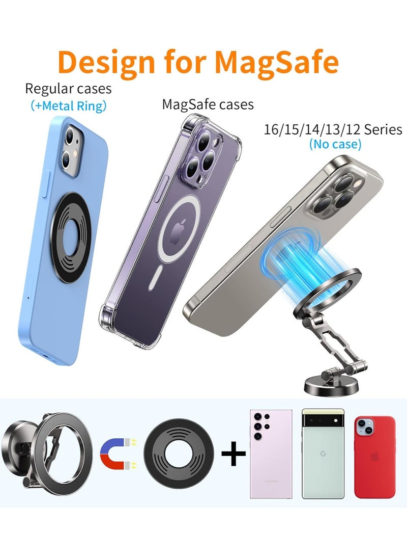 حامل هاتف مغناطيسي للسيارة من كاي ستايل ماج سيف، قابل للتعديل بزاوية 360 درجة، حامل هاتف للسيارة، مصنوع بالكامل من المعدن، حامل هاتف محمول قابل للطي للوحة القيادة في سيارتك، حامل سيارة لهاتف آيفون 16 برو ماكس 15 14 13 12 بلس ميني - Image 4