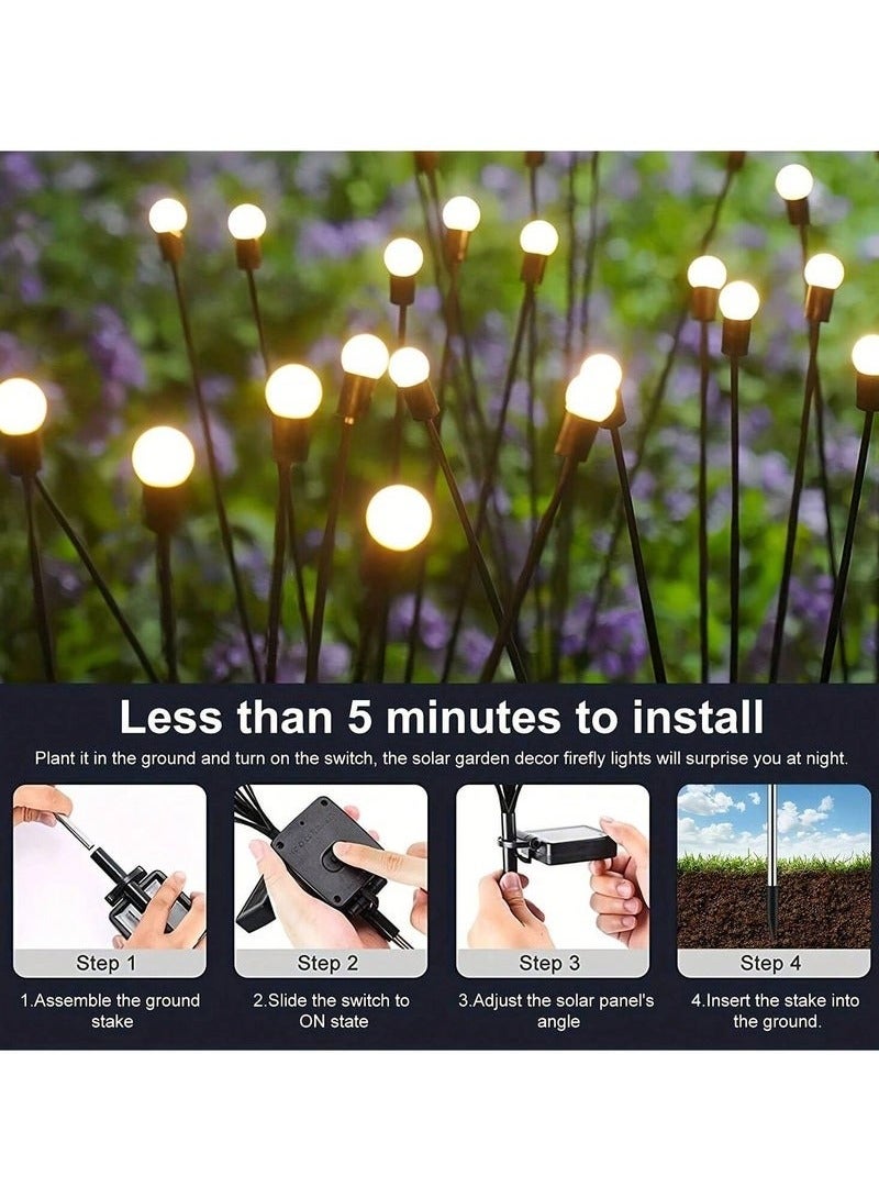 رقطة طقم من 2 مصباح حديقة شمسي خارجي، مصابيح سريعة التذبذب تعمل بتقنية LED 6، تتأرجح بالريح، مصابيح خارجية مقاومة للماء تعمل بالطاقة الشمسية لتزيين الفناء والمسار - Image 5