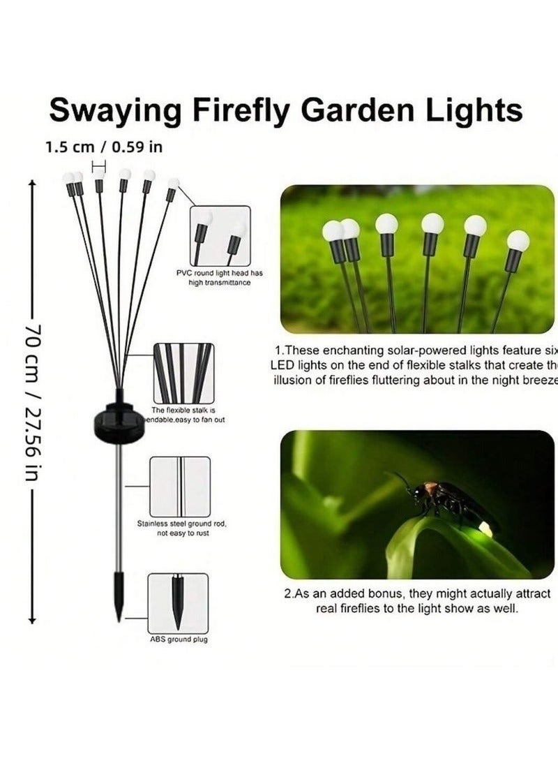 رقطة طقم من 2 مصباح حديقة شمسي خارجي، مصابيح سريعة التذبذب تعمل بتقنية LED 6، تتأرجح بالريح، مصابيح خارجية مقاومة للماء تعمل بالطاقة الشمسية لتزيين الفناء والمسار - Image 3