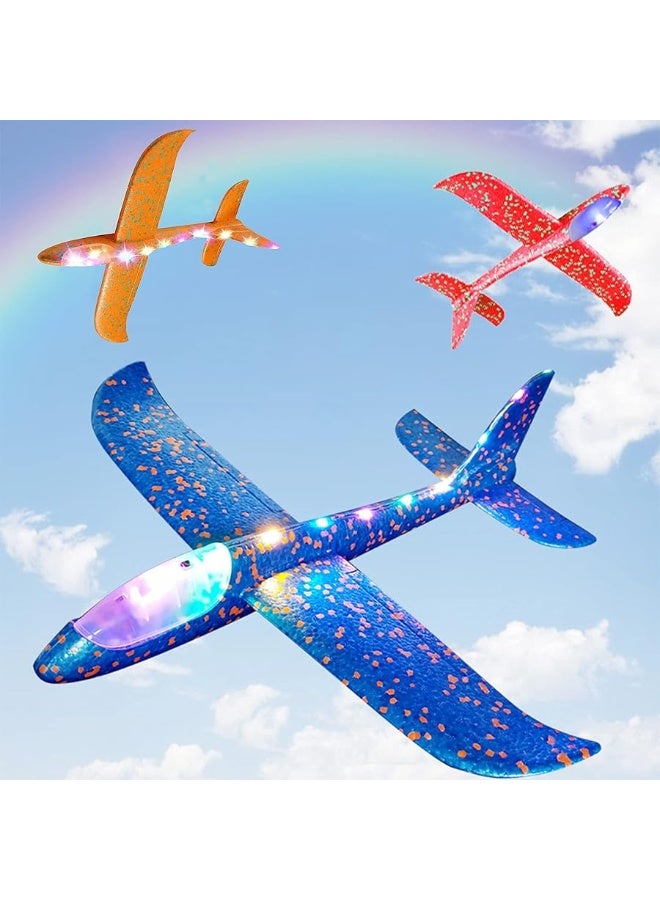 BAIVYLE 3 Pack Foam Airplanes for Kids, 18.9" LED Light Up Flight Foam Glider Planes Flying Toys Fun Summer Activities for Kids,Outdoor Toys Gifts for Kids Boys Girls - Image 1