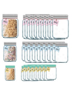 Excefore Jar Ziplock Bags, 30Pcs Multi-Size Resuable Bottle Pattern Zipper Sealed Snacks Sandwich Airtight Food Storage Pouch for Kitchen Travel Camping Organizer and Kids  - Image 1