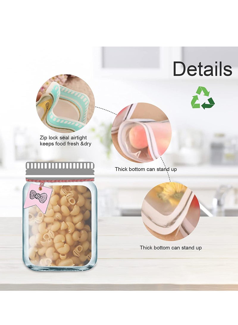Excefore Jar Ziplock Bags, 30Pcs Multi-Size Resuable Bottle Pattern Zipper Sealed Snacks Sandwich Airtight Food Storage Pouch for Kitchen Travel Camping Organizer and Kids - Image 2