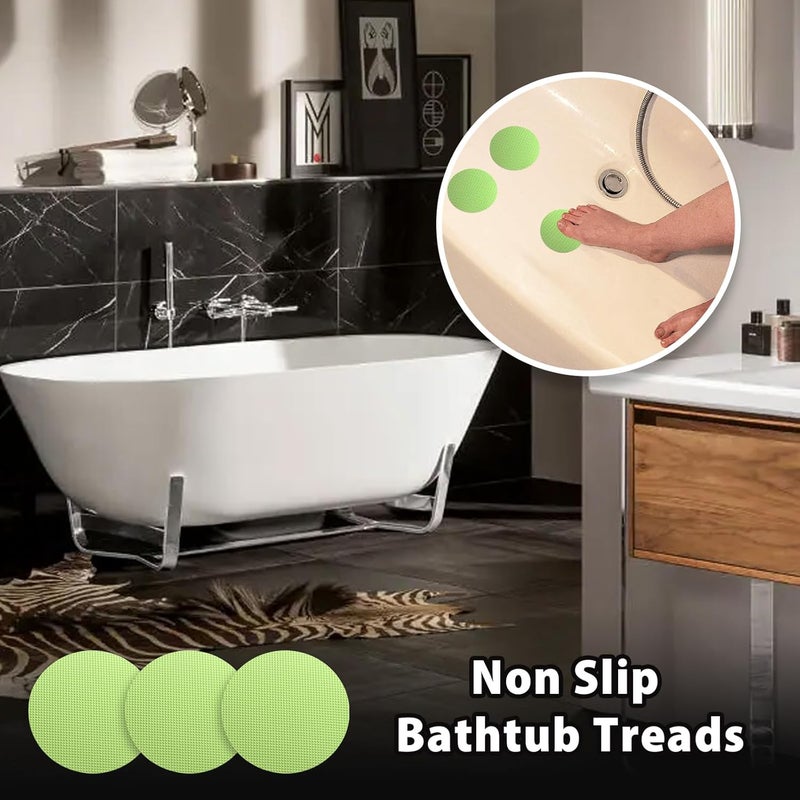 Coufce 24 PCS Bathtub Non Slip Stickers Green Adhesive Decals Round Shape Anti Slip Shower Stickers Bath Non Slip Stickers for Floor Bathroom Stairs Ladders with Scraper - Image 4