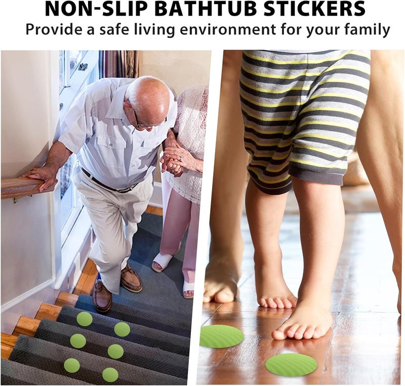Coufce 24 PCS Bathtub Non Slip Stickers Green Adhesive Decals Round Shape Anti Slip Shower Stickers Bath Non Slip Stickers for Floor Bathroom Stairs Ladders with Scraper - Image 3