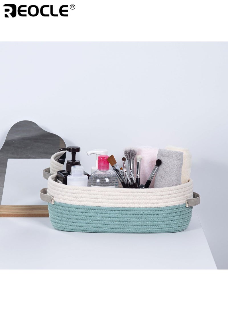 REOCLE Cotton Rope Basket with Woven Design and Decorative Storage Feature Boho Style Organizer for Toilet Paper Bathroom Decor - Image 3