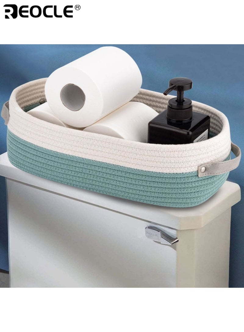 REOCLE Cotton Rope Basket with Woven Design and Decorative Storage Feature Boho Style Organizer for Toilet Paper Bathroom Decor - Image 2