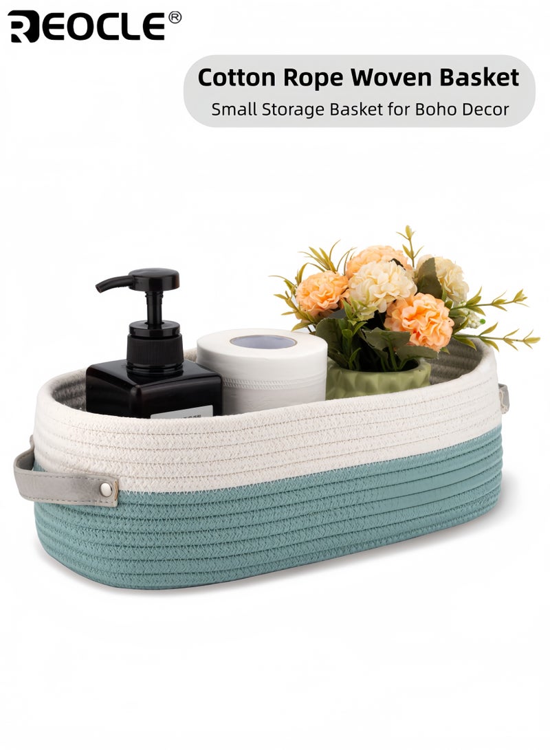 REOCLE Cotton Rope Basket with Woven Design and Decorative Storage Feature Boho Style Organizer for Toilet Paper Bathroom Decor - Image 1