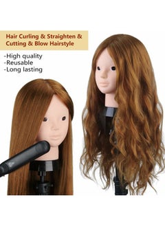Beauty Star Mannequin Head with 80% Real Human Hair, Manikin Doll Head for Hair Styling, Cosmetology Makeup Hairdressing Training Practice Head with Clamp Stand and DIY Hair Styling Braiding Set  - Image 2