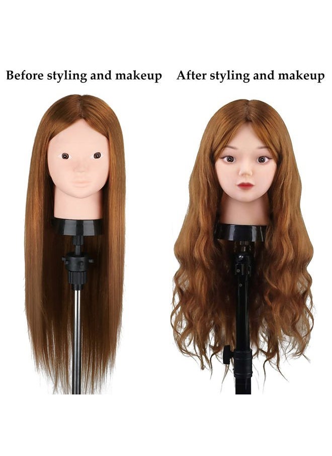 Beauty Star Mannequin Head with 80% Real Human Hair, Manikin Doll Head for Hair Styling, Cosmetology Makeup Hairdressing Training Practice Head with Clamp Stand and DIY Hair Styling Braiding Set  - Image 3