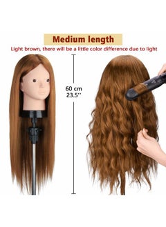 Beauty Star Mannequin Head with 80% Real Human Hair, Manikin Doll Head for Hair Styling, Cosmetology Makeup Hairdressing Training Practice Head with Clamp Stand and DIY Hair Styling Braiding Set  - Image 4
