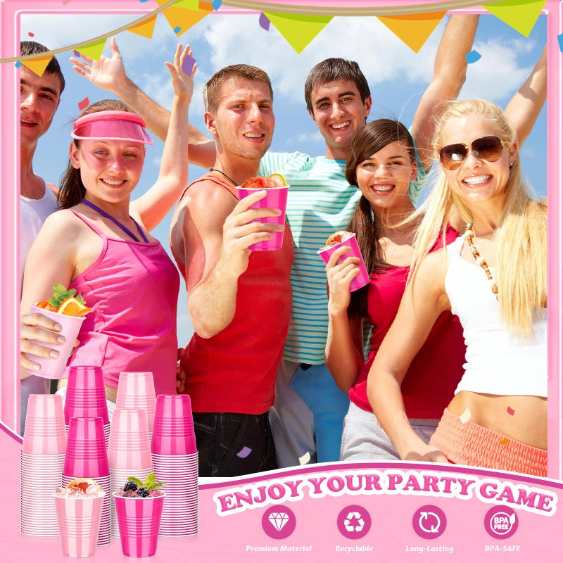 KesaPlan 100 PCS 12 OZ Plastic Cups  Party Cups Light Pink and Hot Pink Cups Disposable Drinking Cup Bulk For Bachelor Party Christmas Graduation Wedding Birthday Halloween Picnic Festive Celebrations - Image 5
