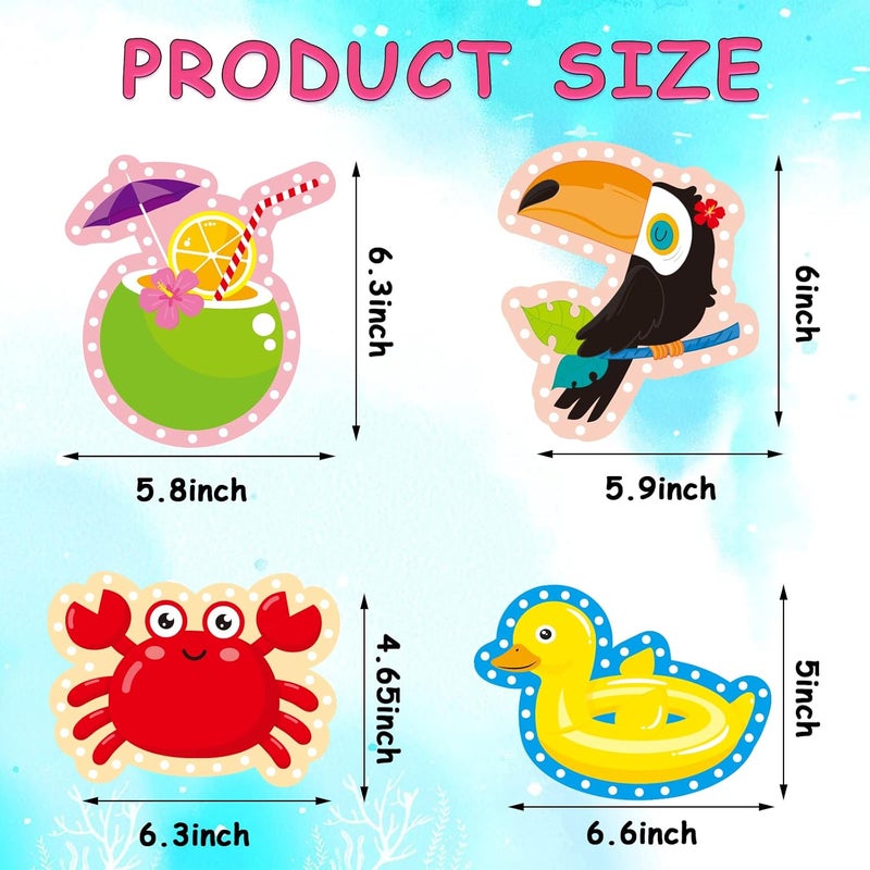 Omlisca Summer Lacing Cards Sewing Cards 12 Pack Beach Theme Pool Party Decoration Double Sided Cardboard Lacing Playing Games for Kids Toddler Preschool Home Developing Imagination Education Supplies - Image 4