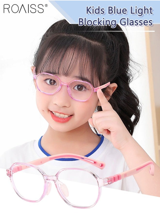 roaiss Kids Blue Light Blocking Glasses, Anti Eyestrain Computer Glasses, Gaming Eyewear UV400 Protection with Light Weight TR90 Frame for Boys Girls and Children Age 3-12, Pink  - Image 1