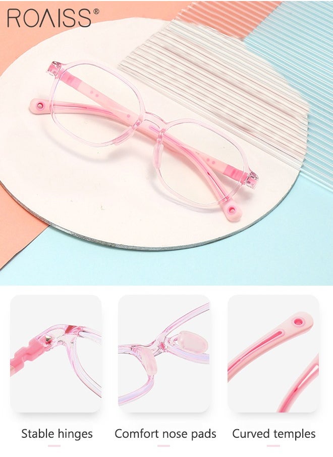 roaiss Kids Blue Light Blocking Glasses, Anti Eyestrain Computer Glasses, Gaming Eyewear UV400 Protection with Light Weight TR90 Frame for Boys Girls and Children Age 3-12, Pink  - Image 2