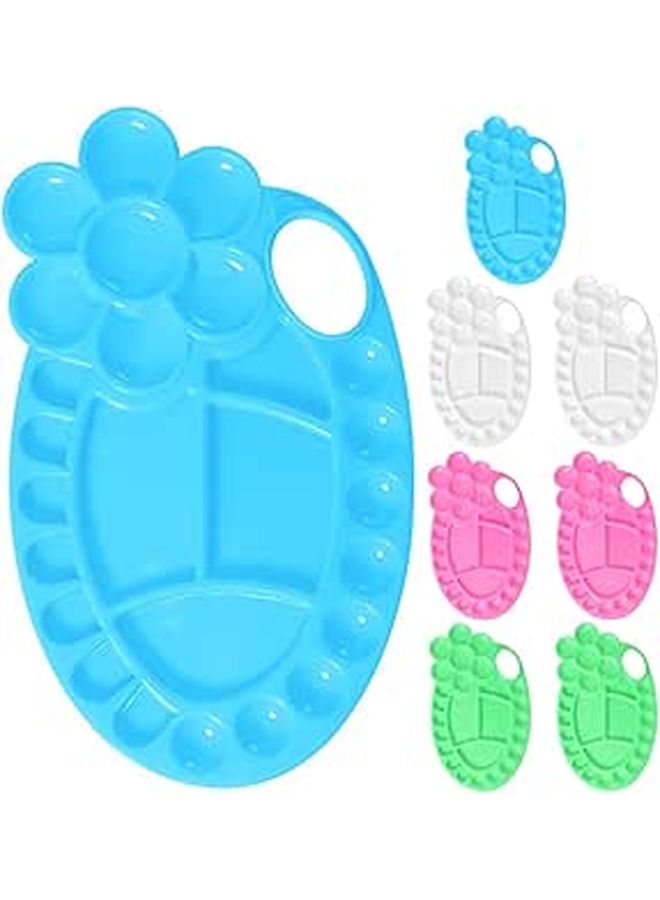 8 Pcs Oval Artist Palette Plastic Paint Mixing Tray Set For Oil Watercolor - Image 1