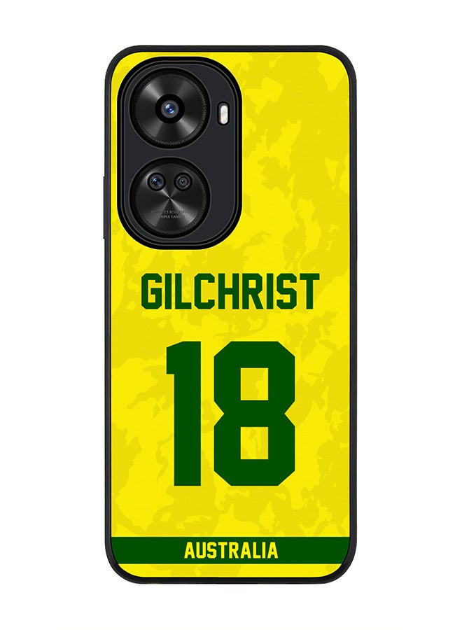 Stylizedd Rugged Black edge case for Huawei nova 12 SE / Huawei nova 11 SE 4G, Slim fit Flexible Thin Cover - Team Australia Adam Gilchrist, Jersey No 18 - Image 1