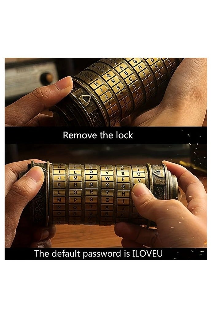 HOMESTAR [Vintage Gift Box] Stylish DIY Vintage Cylinder Gift Box with Password Lock - Secure Storage for Wedding Rings, Retro Key Box for Rings - Precise and Ideal Valentine's Day or Birthday Present - Image 3