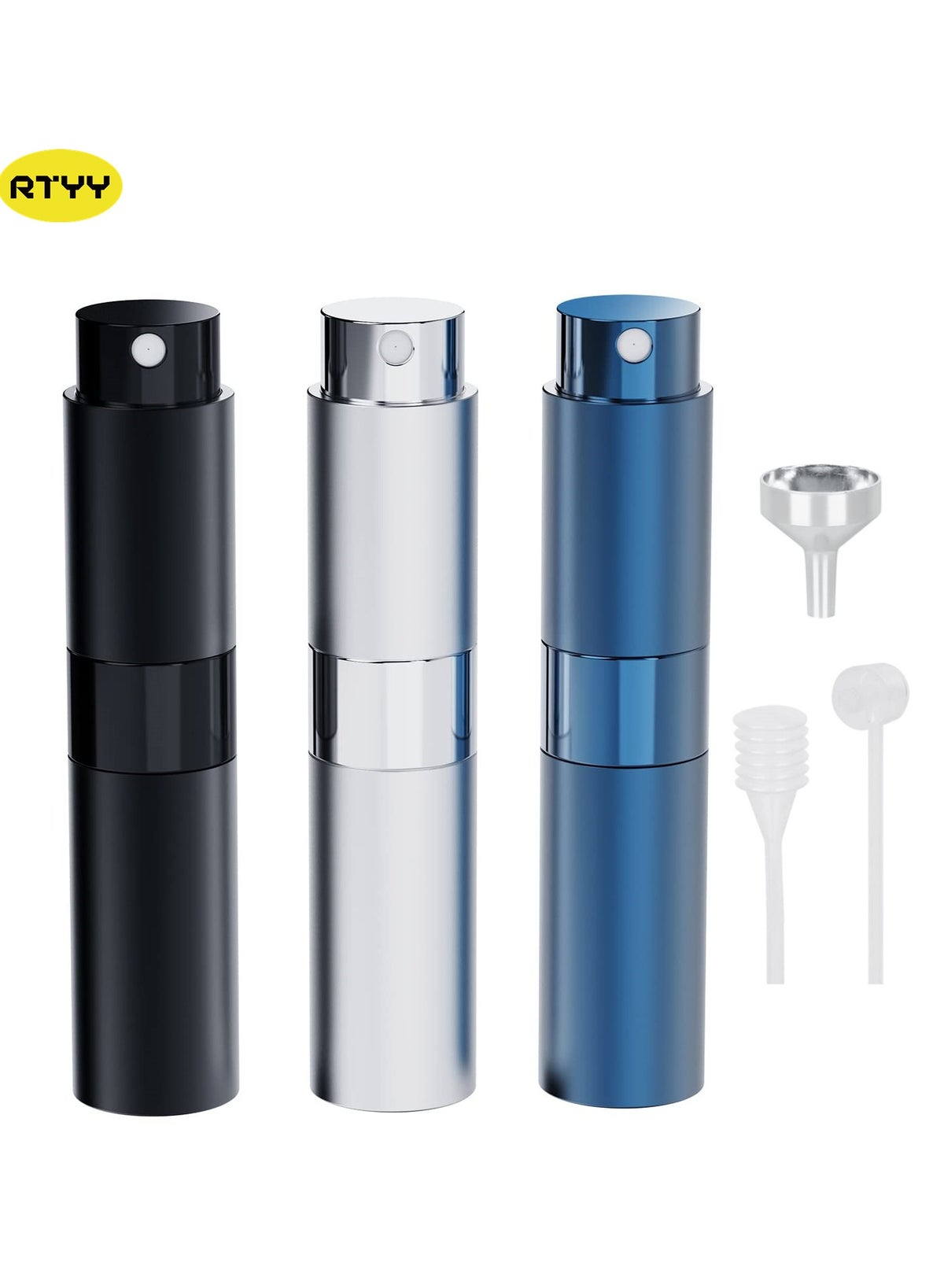 3PCS Portable Mini Perfume Atomizer , 8ML Perfume Atomisers Refillable Travel Perfume Atomiser Bottles Atomiser Perfume Spray Bottle Travel Bottles with Funnel and Refill Pump for Travel, Vacation