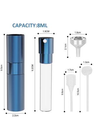 3 قطعة بخاخ عطر صغير محمول، بخاخات عطر 8 مل قابلة لإعادة التعبئة زجاجات بخاخ عطر للسفر مع قمع ومضخة إعادة تعبئة للسفر والعطلات - view 2