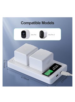 KASTWAVE 2Pcs Batteries with LCD Dual Charger, Replacement Battery, for Use with Arlo Pro, Arlo Pro 2 Cameras, Includes USB-C Cable, Overheat Protection, Rechargeable Camera Battery with Charger Station  - Image 2