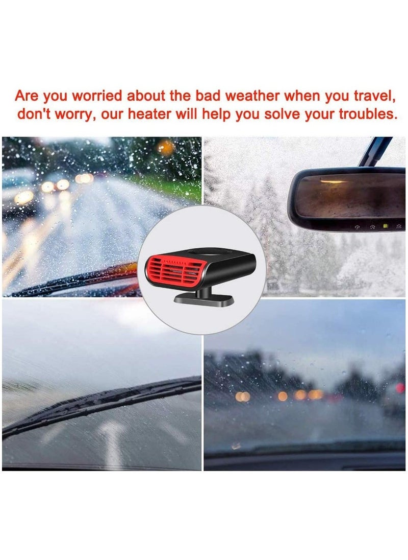 Loquat Car Heater Defroster,12V 150W Portable Car Heater Defroster Fans 2 in 1 Heating and Cooling Fast Defrost Defogger with Plug in Cigarette Lighter, Window Defroster for Car, SUV, or Trucks, Reddish Blac - Image 4