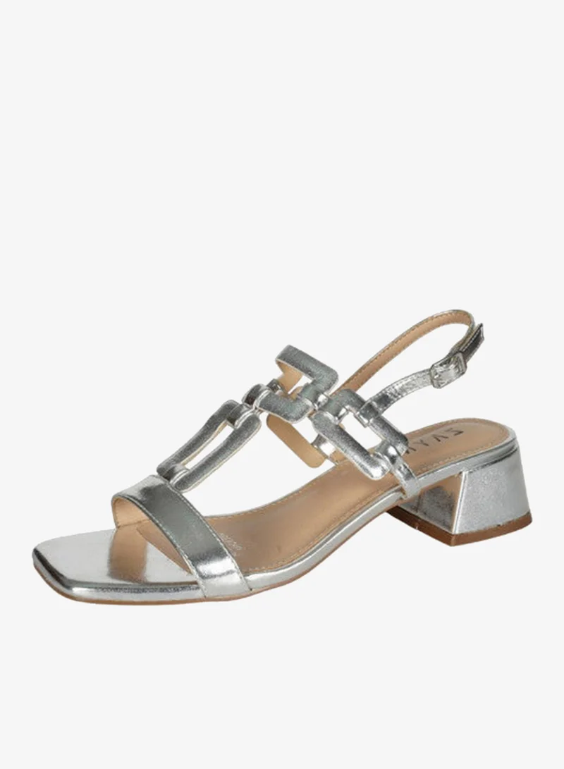 Zayna Silver 221-2 Zayna Ladies  Fashion Mid Heel  Backstrap  Sandals X-086 Silver for Women | Best Price UAE