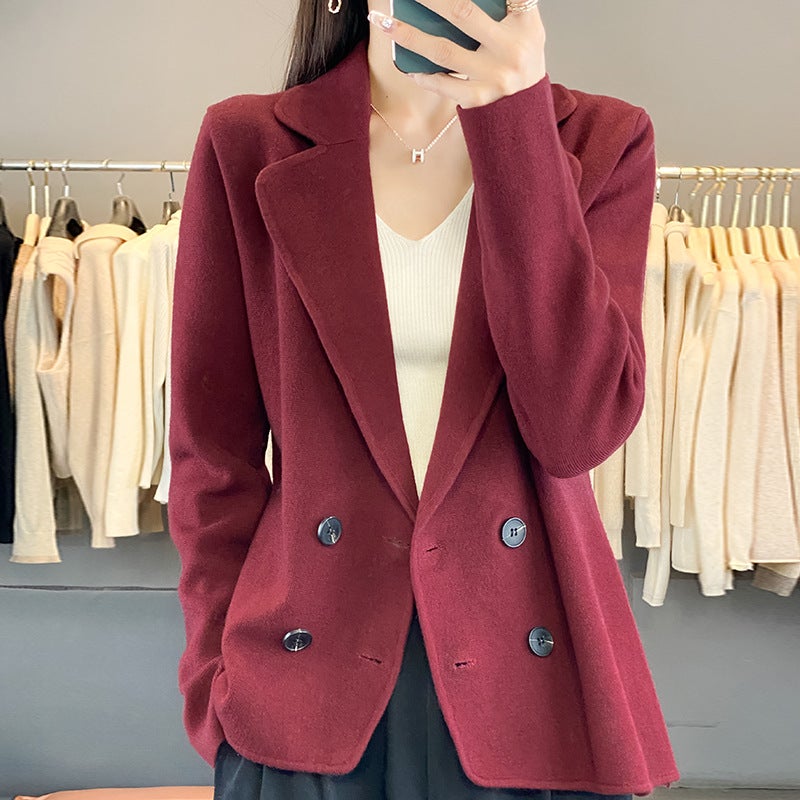 Suit Cardigan Elegant All-Match Solid Color Top Autumn New Long-Sleeved Comfortable Fashion Jacket Age-Reducing Casual Chic - Image 2