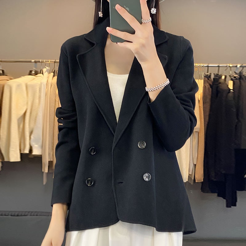 Suit Cardigan Elegant All-Match Solid Color Top Autumn New Long-Sleeved Comfortable Fashion Jacket Age-Reducing Casual Chic - Image 1