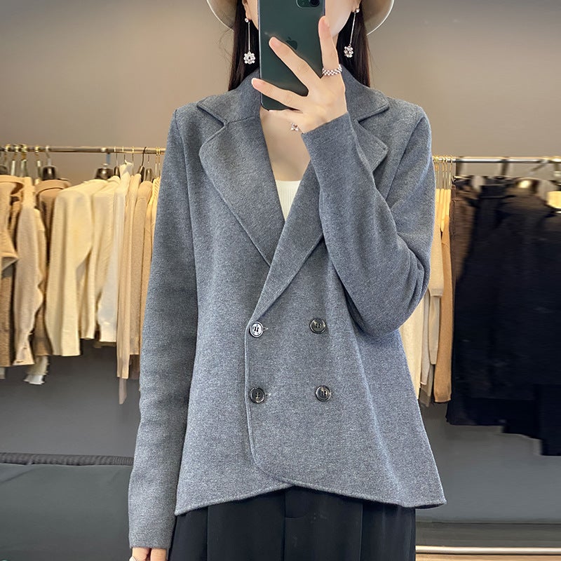 Suit Cardigan Elegant All-Match Solid Color Top Autumn New Long-Sleeved Comfortable Fashion Jacket Age-Reducing Casual Chic - Image 3