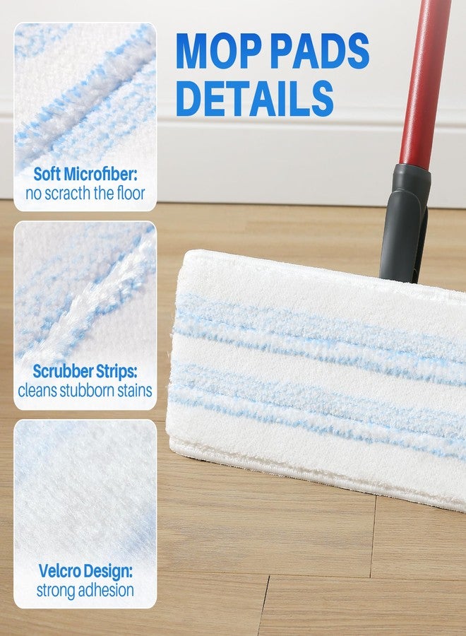 BEJOMOP Microfiber Mop Pads 6 PCS, 15.95” x 4.33” Reusable Washable Replacements Mop Pads for Wood Floor Compatible with O-Cedar H2prO, Blue and White Stripes - Image 3